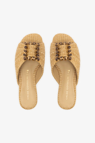 Chloe Gosselin by Larroudé Nova Flat In Natural Raffia