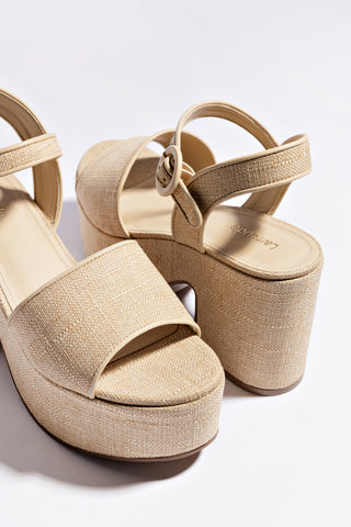 Miso Platform Strap Sandal In Beige Raffia
