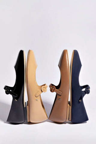 Blair Ballet Flat In Tan Patent Leather