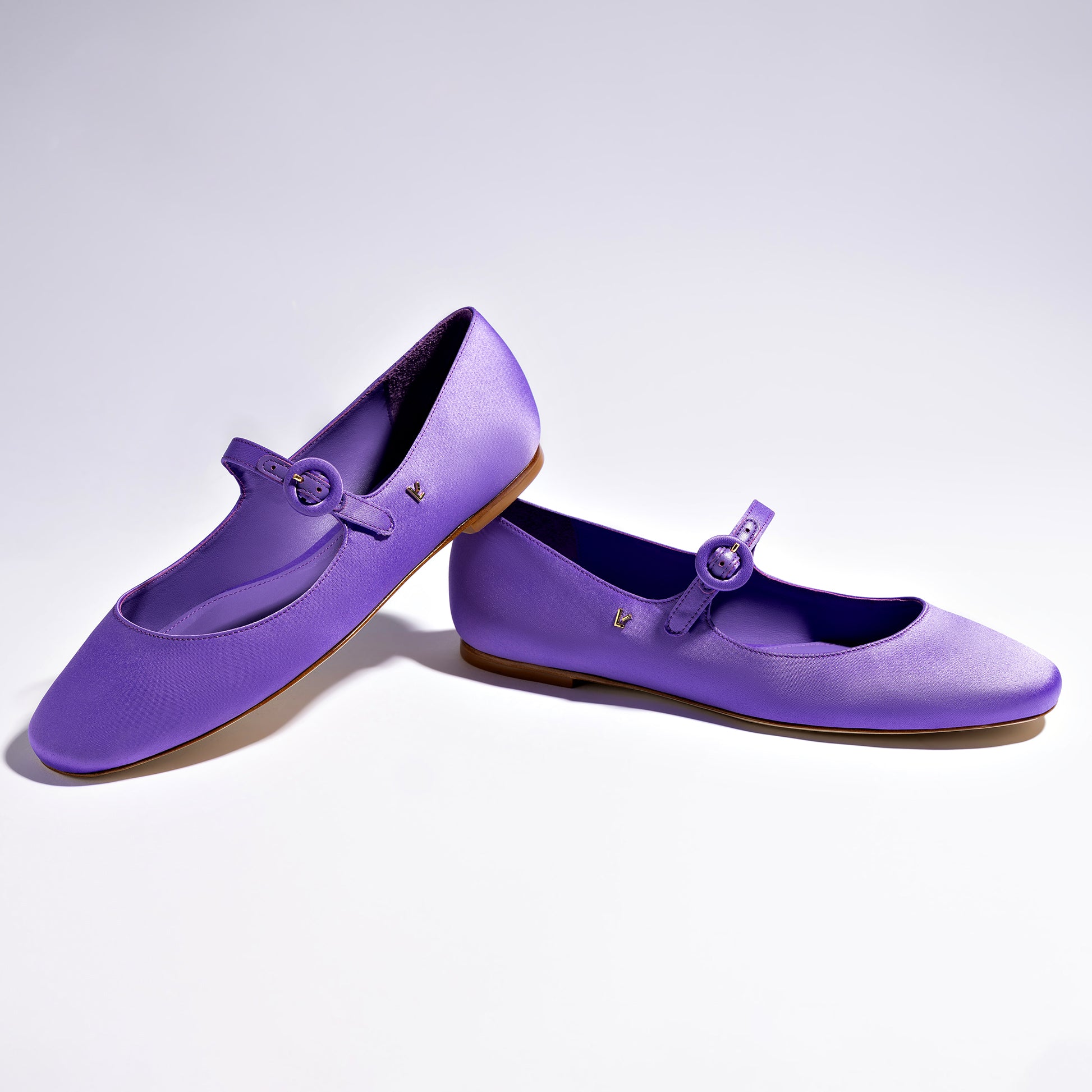 Blair Ballet Flat In Violet Satin