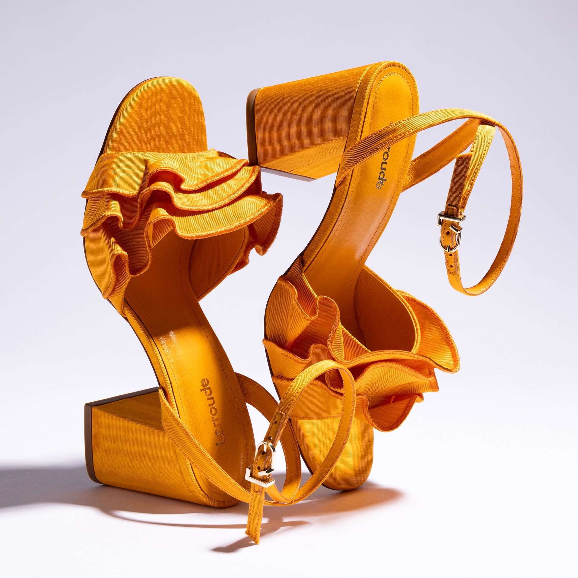 Selena Ruffle Sandal In Mango Fabric