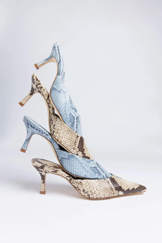 Carine Mule Neutral Snake Leather Mule Larroudé