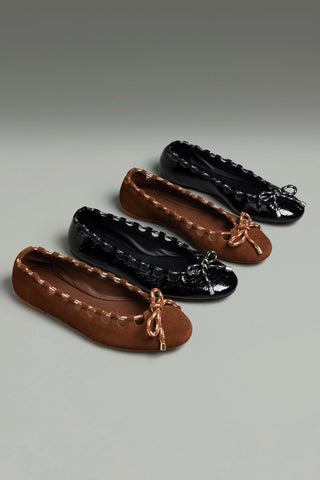 Gallina Ballet Flat In Burnt Umber Suede