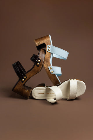 Larroudé x Kenneth Cole: Sandal Dark Oak Croco Leather Sandal Larroudé x Kenneth Cole