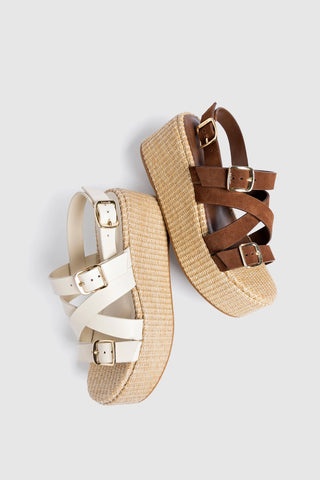 Patti Flatform Burnt Umber Suede Sandal Larroudé