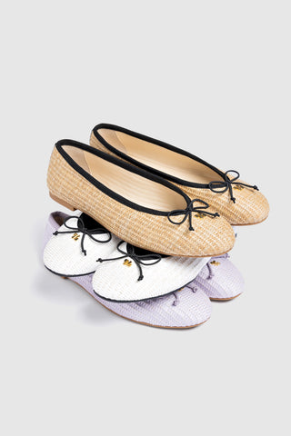 Pavlova Ballet Flat White Raffia Ballet Larroudé