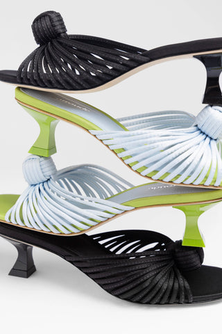 Valerie Mule Powder Blue and Green Satin Mule Larroudé