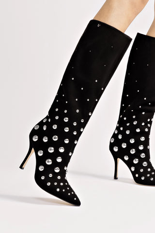 Kate Studs Boot In Black Suede