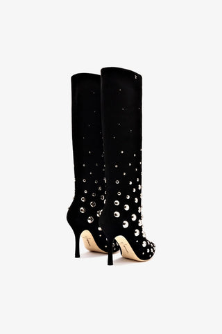 Kate Studs Boot In Black Suede