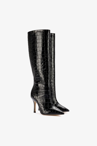 Kate Boot In Black Stamped Leather