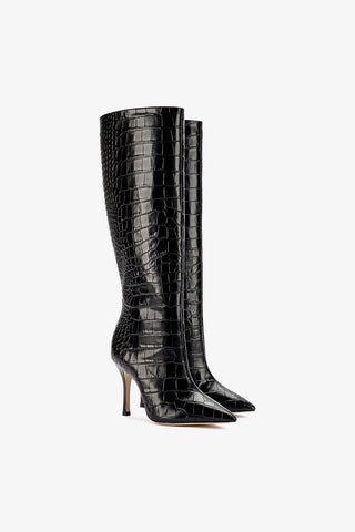Kate Boot In Black Stamped Leather