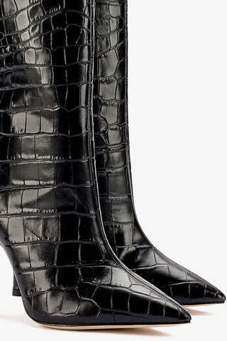 Kate Boot In Black Stamped Leather