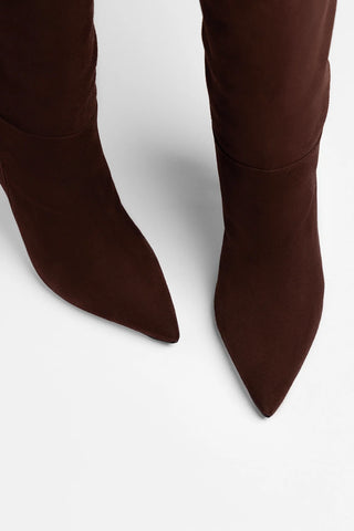 Kate Wide Boot Brown Suede Boot Larroudé