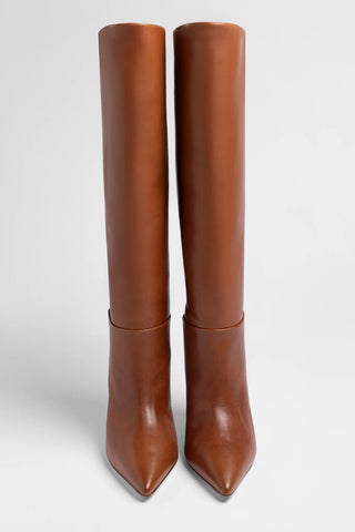 Kate Wide Boot Caramel Leather Boot Larroudé