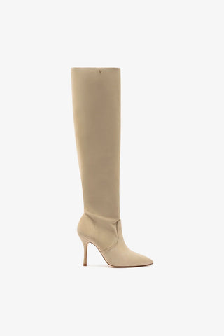 Kate Slouch Boot In Oyster Grey Suede