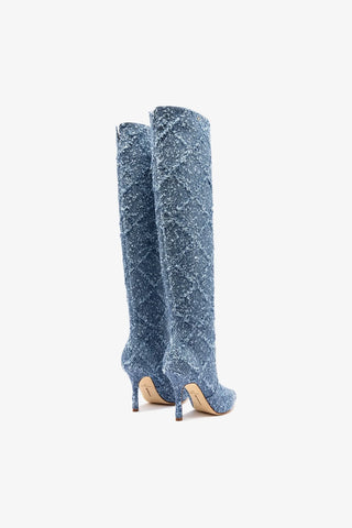 Kate Slouch Boot In Fringe Stellar Denim