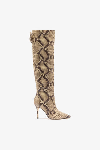 Larroudé for LoveShackFancy Boot Bow In Snake Print Leather