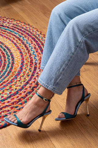 Freya Sandal Teal Satin Sandal Larroudé