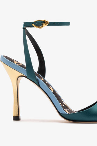 Freya Sandal Teal Satin Sandal Larroudé