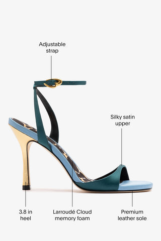 Freya Sandal Teal Satin Sandal Larroudé