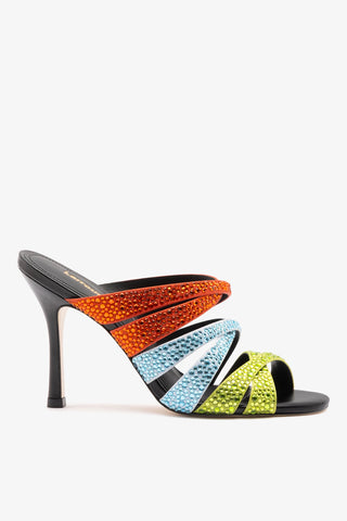 Sophia Crystal Mule Multicolor Satin Mule Larroudé 5 Multicolor / Colorful