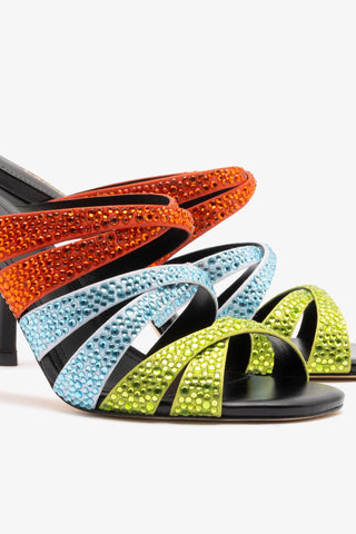 Sophia Crystal Mule Multicolor Satin Mule Larroudé