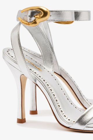 Verona Sandal In Silver Metallic Leather