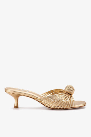 Valerie Mule In Gold Metallic Leather Sandal Larroudé