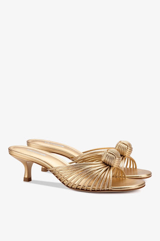Valerie Mule In Gold Metallic Leather Sandal Larroudé