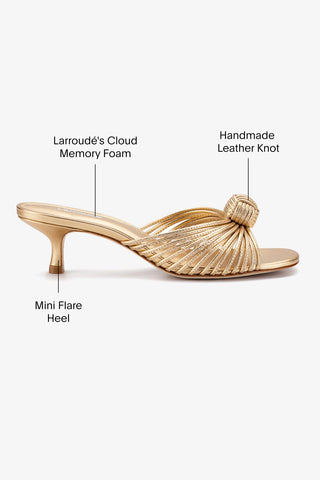 Valerie Mule In Gold Metallic Leather Sandal Larroudé