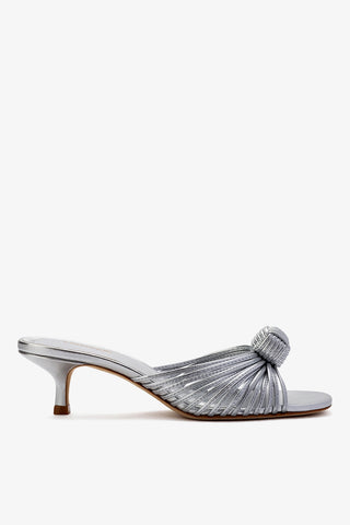 Valerie Mule In Silver Metallic Leather Sandal Larroudé