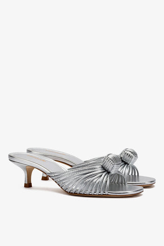 Valerie Mule In Silver Metallic Leather Sandal Larroudé