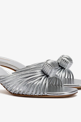 Valerie Mule In Silver Metallic Leather Sandal Larroudé