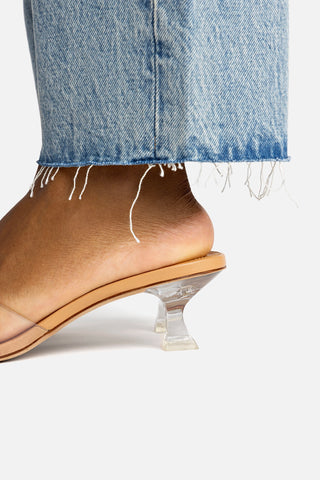 Vivi Lucite Mule In Tan Leather and Vinyl