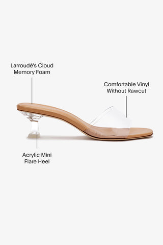 Vivi Lucite Mule In Tan Leather and Vinyl