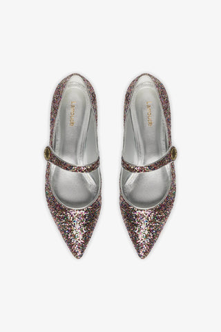 Caroline Flat In Multimetallic Glitter