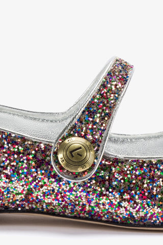 Caroline Flat In Multimetallic Glitter