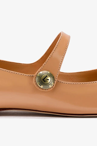 Caroline Flat In Tan Leather