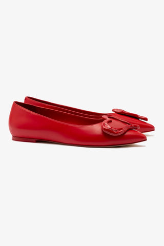 Lee Amore Flat In Scarlet Leather