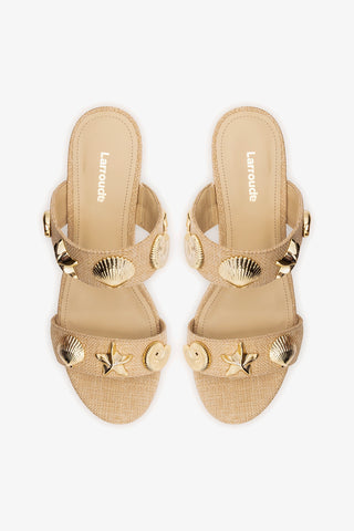 Madison Platform Sandal Beige Raffia Mule Larroudé