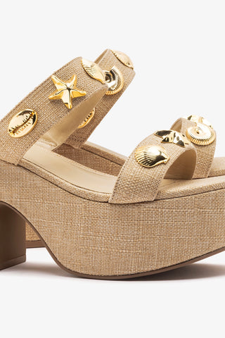 Madison Platform Sandal Beige Raffia Mule Larroudé