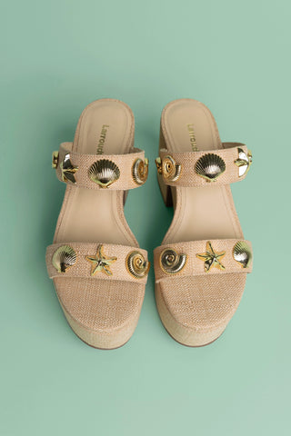 Madison Platform Sandal Beige Raffia Mule Larroudé