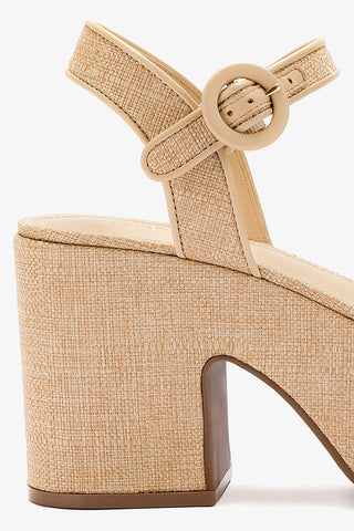 Miso Platform Strap Sandal In Beige Raffia