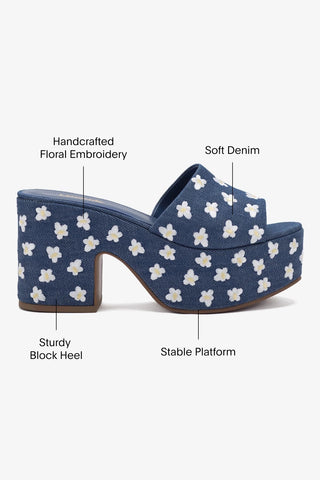 Miso Platform Sandal In Blue Denim