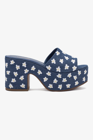 Miso Platform Sandal In Blue Denim
