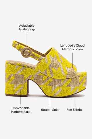 Miso Platform Sandal In Yellow Houndstooth Fabric