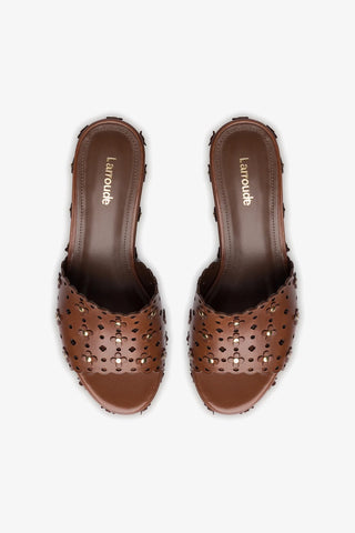 Miso Platform Sandal In Brown Leather