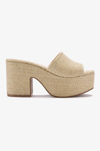 Miso Platform Sandal In Metallic Raffia