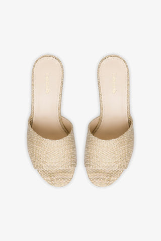 Miso Platform Sandal In Metallic Raffia