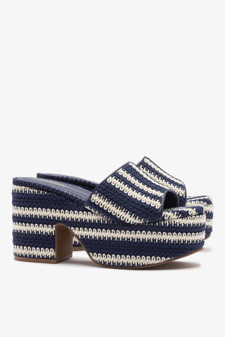 Miso Crochet Mule Striped Navy Mule Larroudé